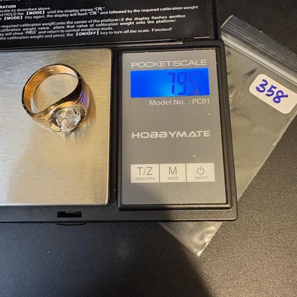 Vintage Mens 10k Gold Filled Ring Clear Stone 12.75 MCM Bold Statement 7.95g